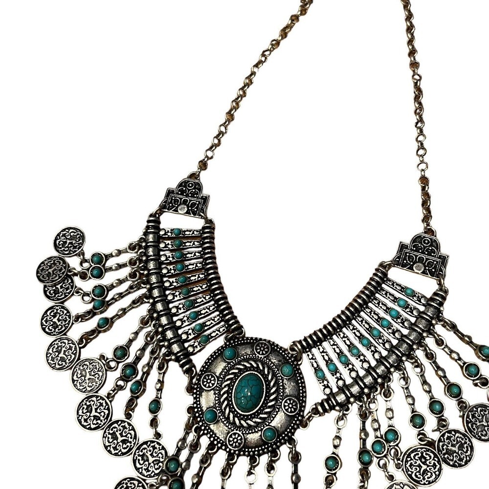 Faux Turquoise Silverstone Statement Necklace Sou… - image 5